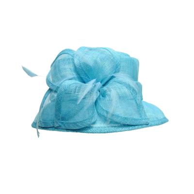 China Blue Sinamay Ladies Hats Sinamay Leaves Trimming horse racing for sale