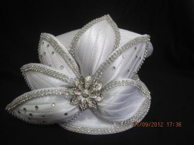 China White Handmade  Ladies' Church Hats  Mushroom crown For  Party for sale