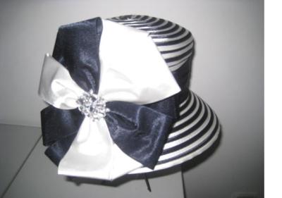 China Satin Bow Trimming Fashion Ladies’ Church Hats For Party , Diamond Buckle Inside for sale