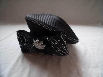 China Cute Exquisite Special Occasion Black Lady Church Hats , Big Mushroom Crown for sale