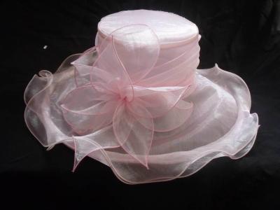 China Crushable Fashion Ladies Self Organza Hat with Adjustable Satin Sweatband for Normal Day for sale