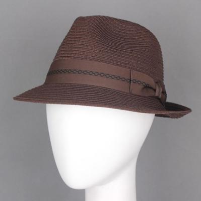 China Summer Straw Hats For Beach, Ribbon Band Paper Fedora Hats For Men and Women for sale