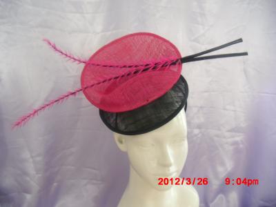 China Two Sinamay Shape Ladies Fascinator hats With Coque Feather For Christmas , Halloween for sale