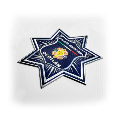 China Custom Factory Price 3D Color Blue Star TPU Metal Badges For Clothes for sale