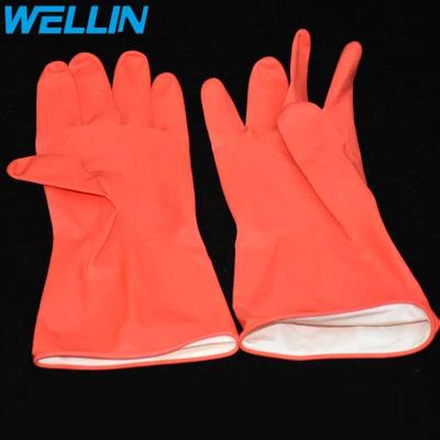 China Hot Selling Custom Made Eco - Friendly Dishwashing Gloves , Red Latex Household Cleaning Gloves for sale