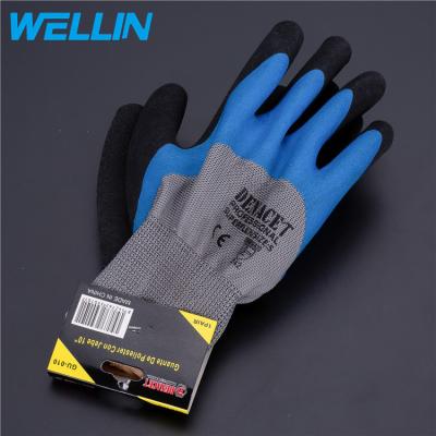 China Eco - Friendly Double Latex Coated Working Gloves Black Latex For Examination for sale