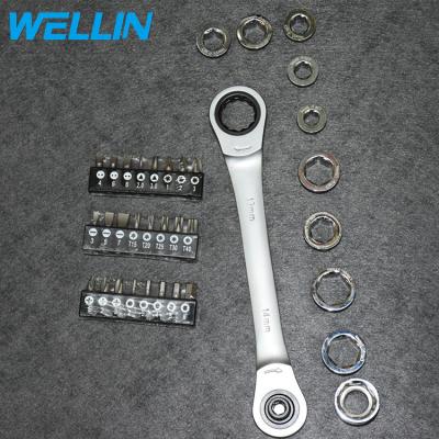 China 11pcs/set Multifunctional Stocked Chrome Vanadium Steel Universal Socket Wrench With Ratcheting Wrench For Auto Repair for sale