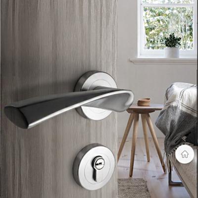 China Durable high security HS hot sale stainless steel door handle silent wood lock for home for sale