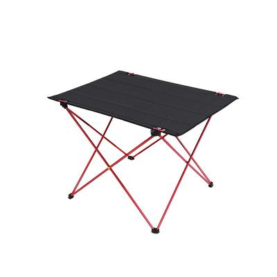 China Modern Well-designed Waterproof Aluminum Frame Roll Modern Oxford Fiber Furniture Dining Table Top Camping Beach Hard Folding Table for sale