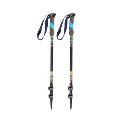 China Durable Alu Click Lock Trekking Stick Telescopic Rise Stick With Cameral Screw Top Cover for sale