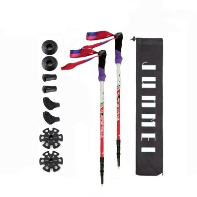 China 2021 New Design 3 Section Sponge 2021 Carbon Texture Lightweight Aluminum Surface Telescope Trekking Stick Walking Poles Ski Poles for sale