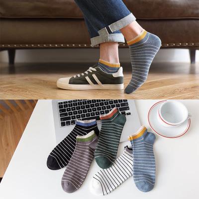 China High Quality Sustainable Cotton Shorts Thin Breathable Summer Socks Striped Ankle Socks For Men for sale