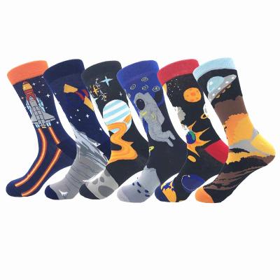 China Wholesale New Style Men's Happy Universe Astronaut Pattern Dress Socks for sale