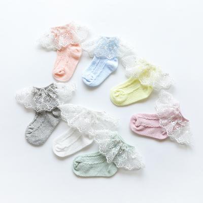 China New Viable Soft Flower Lace Baby Dress Cotton Lace Anklet Baby Gathered Socks for sale