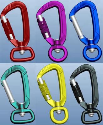 China Water Treatment Swivel Carabiner Colored Aluminum Rigger with Safety Screw Hooks for sale