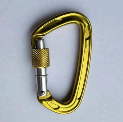 China Heavy Duty Water Treatment 25KN Aluminum Screwgate Carabiner Climbing Hooks for sale