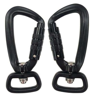 China Water Treatment Matt Black Aluminum Screw Lock Swivel Carabiner Hooks / Clips For Upgrade for sale