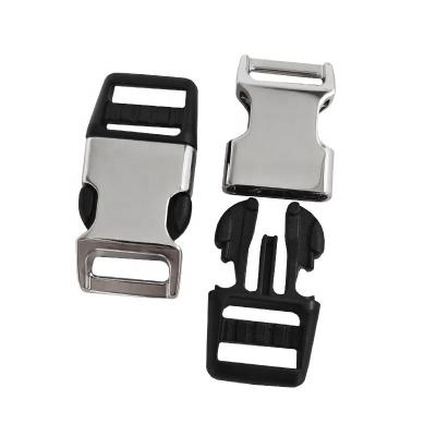 China Plastic Goods 15mm Webbing Belt Strap Shoes Semi Decoration Plastic Bag Metal Backpack Hybrid Buckle for sale