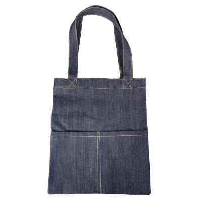 China Fashion Simple Personalized Custom Made Goods Recycle Denim Outdoor Travel Tote Shopping Bag for sale