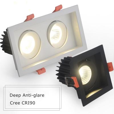 China 2020 New High Quality White Black Square Downlight Adjustable Downlight 10W CRI90 LED Recessed Downlight Adjustable 2X10W 3 Year Warranty for sale