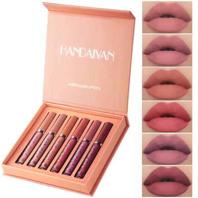 China Nude Vegan Liquid Matte Lipstick Set Private Label Logo 6pcs Makeup Women Waterproof Long Lasting Custom for sale