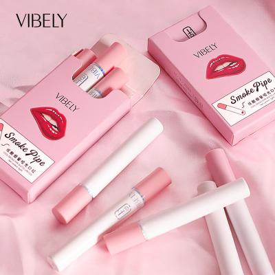 China 4 Colors Waterproof Matte Long Lasting Smoking Pipe Cigarette Tube Lipstick Waterproof Set for sale