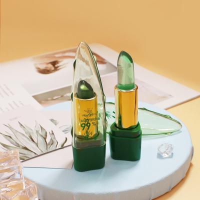 China Soothing Soothing Gel Private Label Lip Pomade Waterproof Natural Color Protector Moisturizing Aloe Vera Lipstick for sale