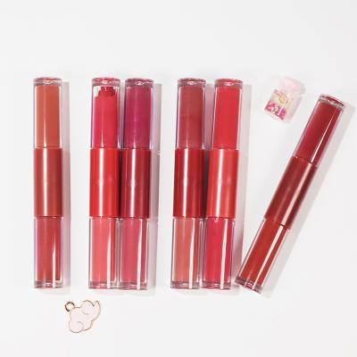 China Custom Logo Waterproof 2 in 1 Matte Velvet Lipstick Liquid Organic Vegan Nude Waterproof Moisturizing Lip Gloss for sale