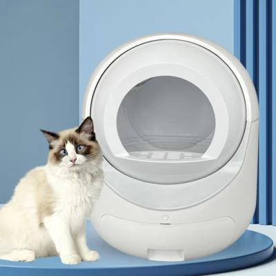 China Sustainable Automatic Remote Control No Noise and Smell Smart Cat Litter Box Auto Quick Self Cleaning Cat Toilet Semi Closed Cat Litter Box for sale