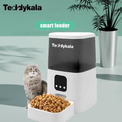 China Automatic Teddykala Cute Pet Bowls & Feeders Smart Electric Remote Control Automatic Pet Feeder for sale