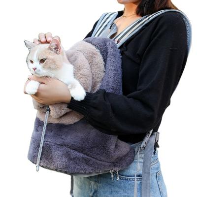 China Sustainable Teddykala Wholesale Outdoor Cat Carrier Backpack Pet Carrier Bag Plush Soft Sided Pet Carrier for sale