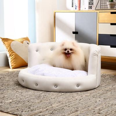 China Stocked White Home Use Pink Cute Luxury Lovely Dog Cat Pet Sleeping Bed Sofa for sale