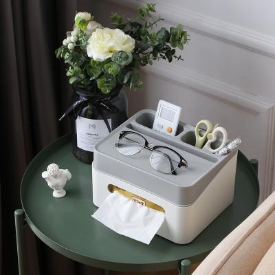 China Bestselling Multifunctional Desktop Storage Tissue Box Office Home Facial Tissue Box Plastic Organizer Washable for sale