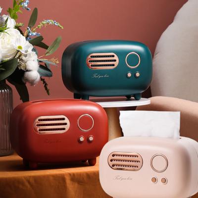 China Retro Shape Extraction Shape Home Radio Rack Best-selling Storage Box Household Paper Box Decoration Tissue Desktop Plastic Box for sale