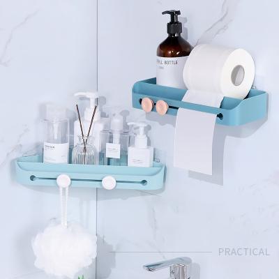 China Success Modern Single Nail Free Self Drain Amazon Wall Shelf Plastic Bathroom Rack for sale