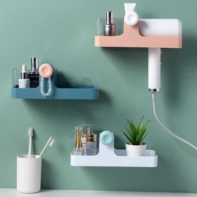 China Modern Fashionable Multifunctional Wall Mounted Hole Hair Dryer Long Rack Bathroom Hit Amazon Style Free Storage Rack for sale