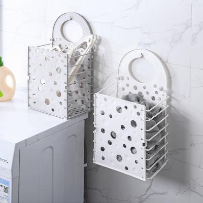 China Viable Creative Fashion Clothes Organizer Foldable Laundry Basket Wall Mounted Waterproof Plastic Detachable Dirty Rack for sale