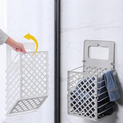 China Amazon Successful Folding Wall Mounted Sustainable Bathroom Washing Machine Nimble Plastic Laundry Basket for sale