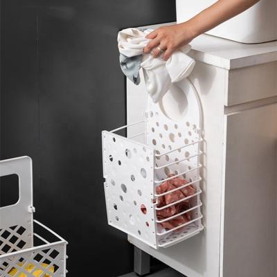 China Amazon Success Folding Wall Storage Basket Plastic Bathroom Folding Laundry Hamper Handmade Basket for sale