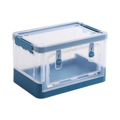 China Household Cheap Stackable Collapsible Foldable Storage Box Factory Price Organizer Double Open Acrylic Clear Collapsible Storage Container for sale