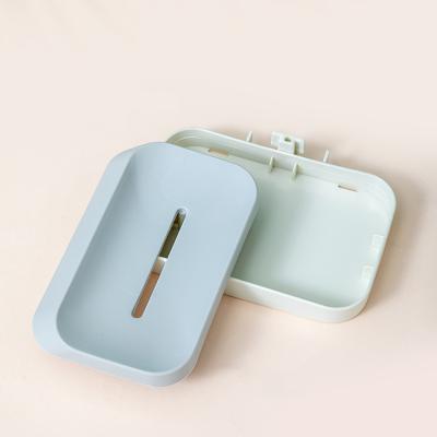 China Double Layer Modern Eco-Friendly Self-Draining Bathroom Soap Dish Holder Plastic Soap Box for sale