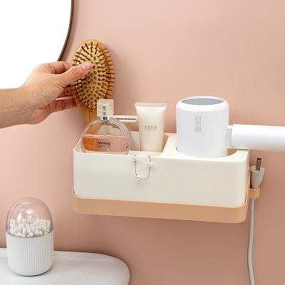 China Modern 2022 Latest Best Quality Blow Dryer Rack Organizer Vacuum Suction Cup Hair Dryer Holder Storage Shelf Fashionable for sale