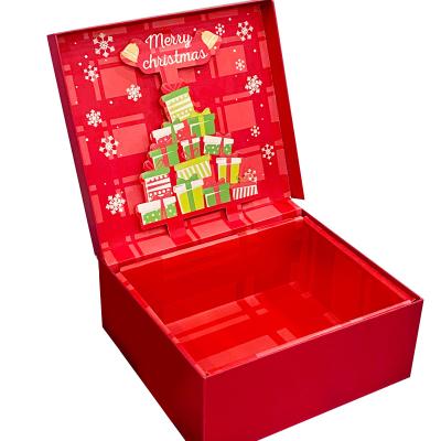 China Recycled Materials Perfect Dress And Makeup Packaging Box With Foam Insert Red Luxury Skin Care Product Cosmetic Box OEM Christmas Gift Box Set for sale