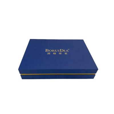 China Recycled Materials Factory Customized Border Gold Sky And Earth Cover Blue Splicing Gift Box for sale