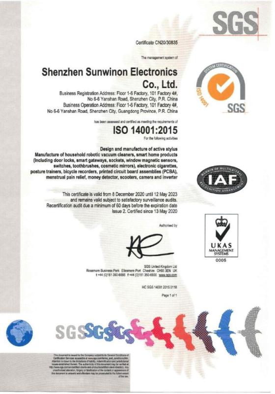 ISO14001 - Shenzhen Sunwinon Electronics Co., Ltd.