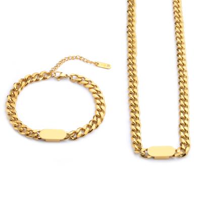 China Other Wholesale Simple Two Type Gold Plated Stainless Steel Chain Bracelet Necklace for sale