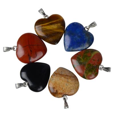 China Crystal Chanfar Charms Assorted Natural Crystal Stone Bead Heart Pendant for Jewelry Making for sale