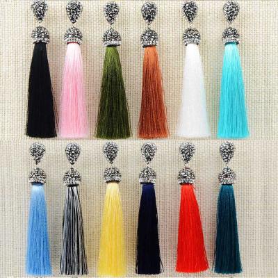 China Handmade Jewelry Long Crystal Tassel Earrings For Women for sale