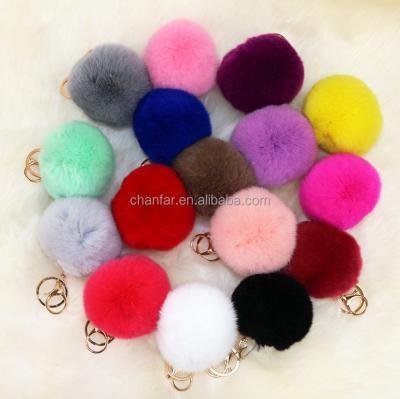 China For Promotional Colorful Genuine Fur Ball Car Key Chain Rabbit Key Chain for sale