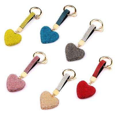 China New FASHIONABLE Luxury Colorful Crystal Rhinestone Heart Pendant Keychain Accessories For Gift for sale